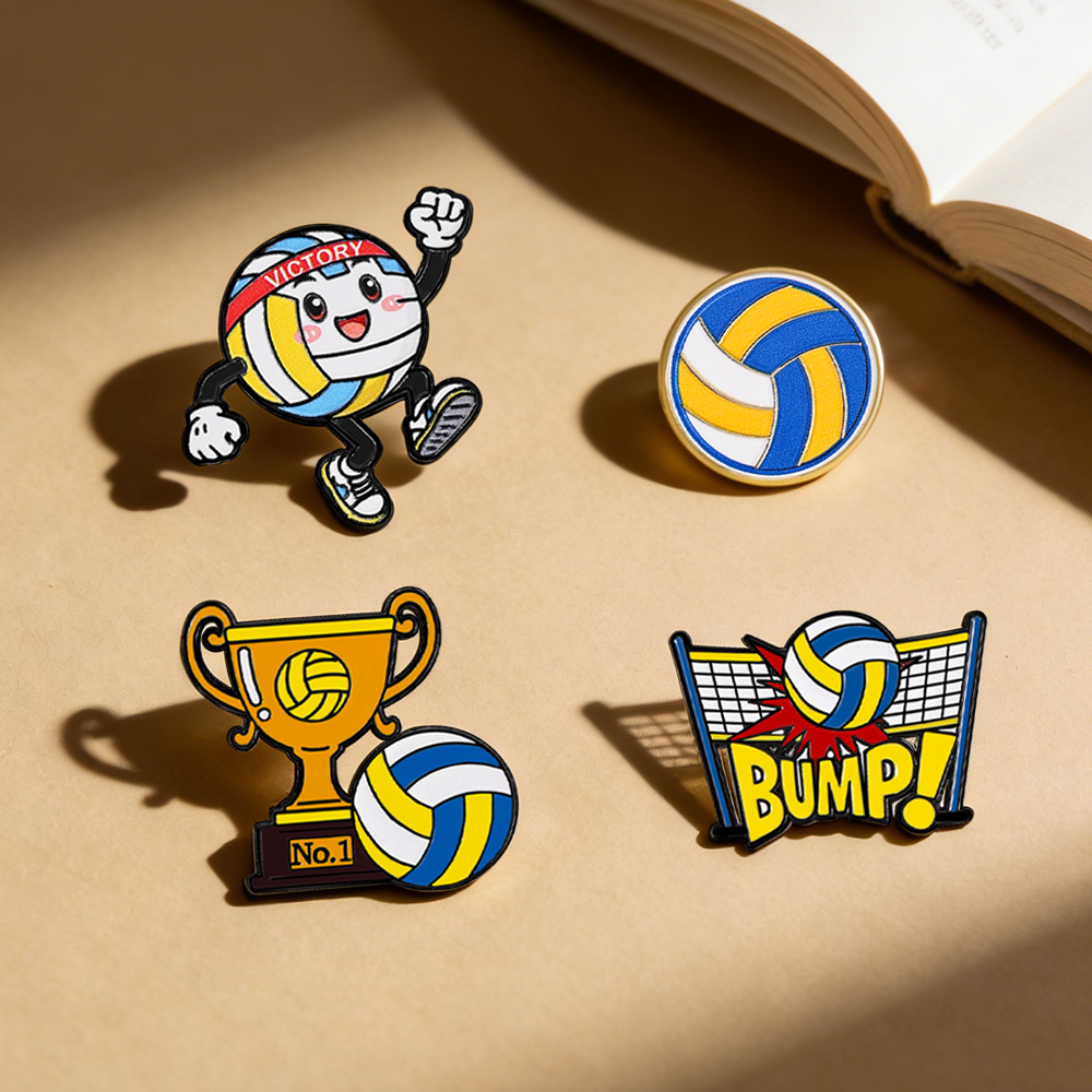 Pin Button Badge - 4pcs Football Player Enamel Brooch Creative