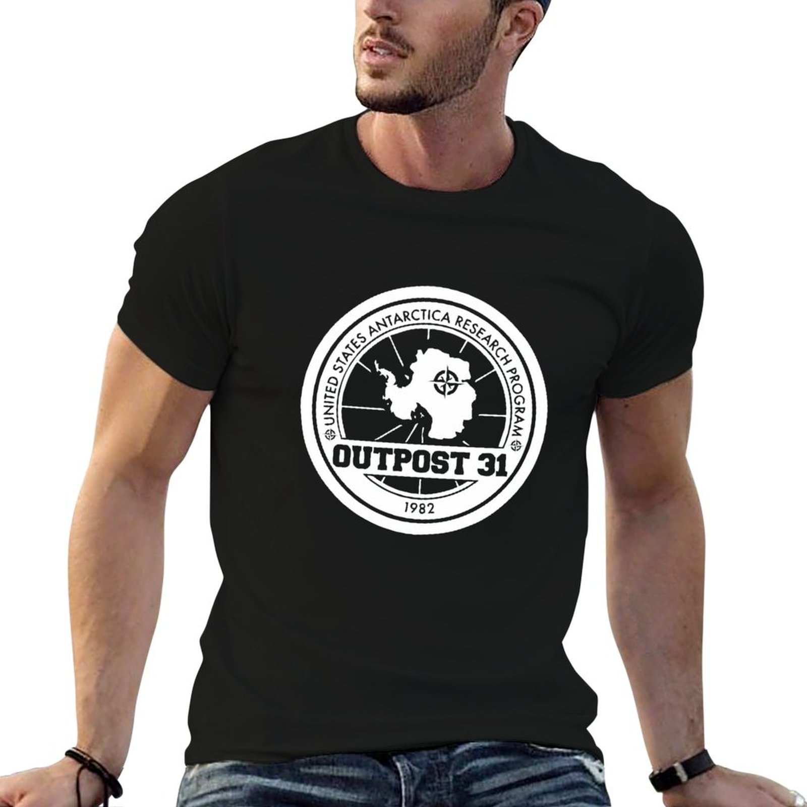 Outpost 31 Logo MERCHANDISE T- - مراجعة Anime Merchandise T Shirt وسعره