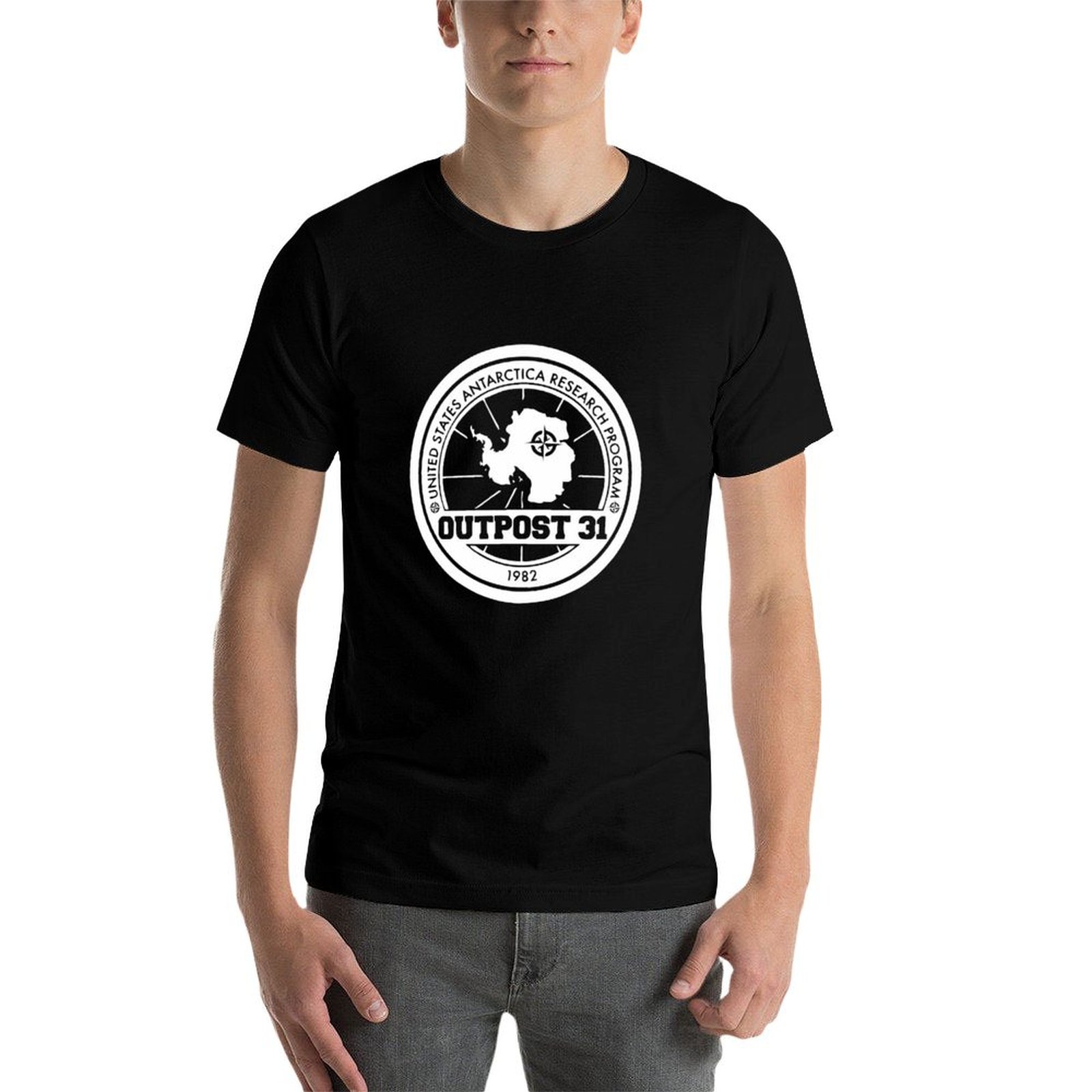 Outpost 31 Logo MERCHANDISE T- - مراجعة Anime Merchandise T Shirt وسعره