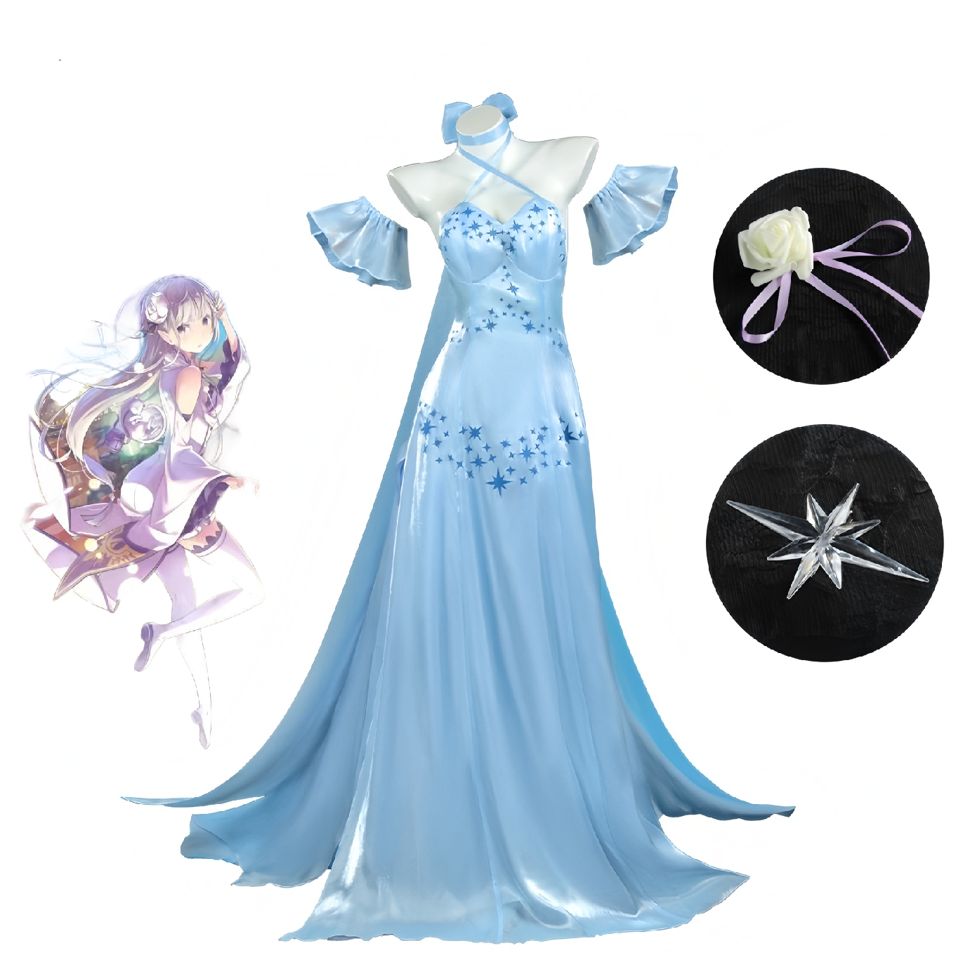 Game Re:Zero Emilia Cosplay Co - مراجعة Anime Merchandise Dress وسعره